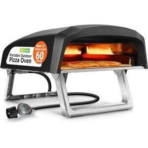 NutriChef Portable Outdoor Gas Pizza Oven 12" Stone Propane Grill w/Hose Kit New
